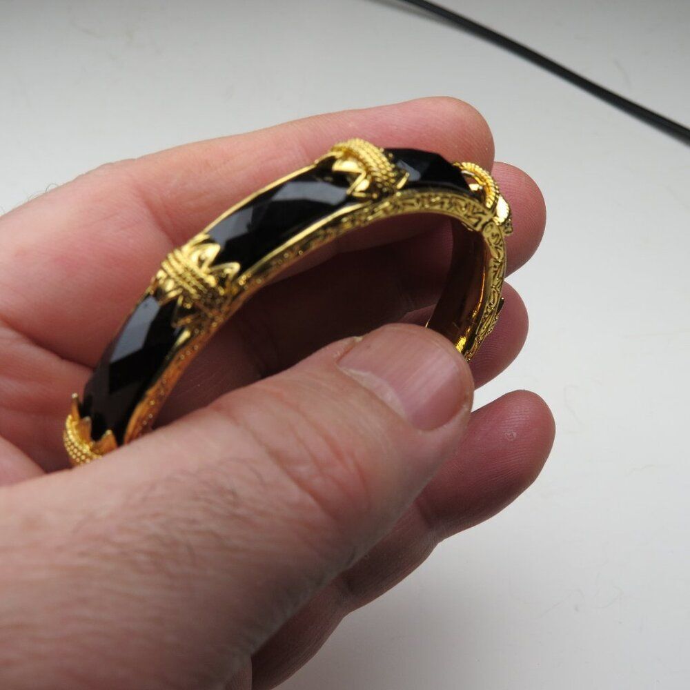 $150 22k plated onyx Bangle Bracelet